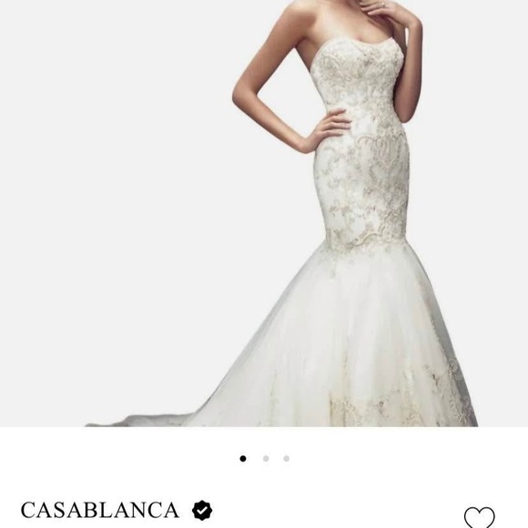 Casablanca Strapless Lace Wedding Dress - Picture 1 of 3